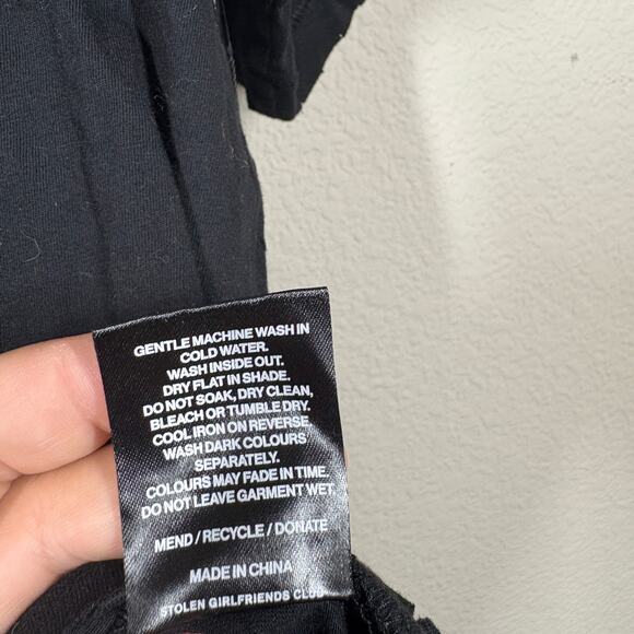 Stolen Girlfriends Club Mens Small Blatant Tee Vintage Black Cotton Distressed - Picture 10 of 12